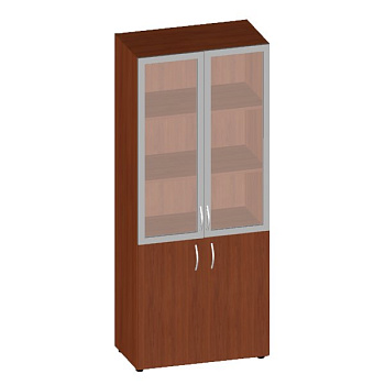 ФР-6.0+КН-4.0+(60.0+С174)*2 Шкаф широкий высокий с сатин. стеклом в алюм. раме (без топа) 800?450?1945