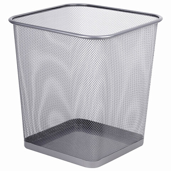 Корзина для бумаг квадратная 17 л, металлическая BRAUBERG